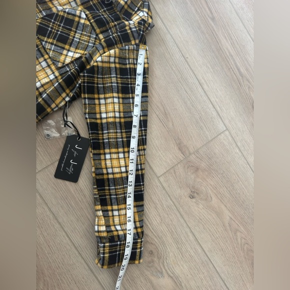 J For Justify Yellow and Black Plaid Woman Shirt 👚 - Picture 6 of 8